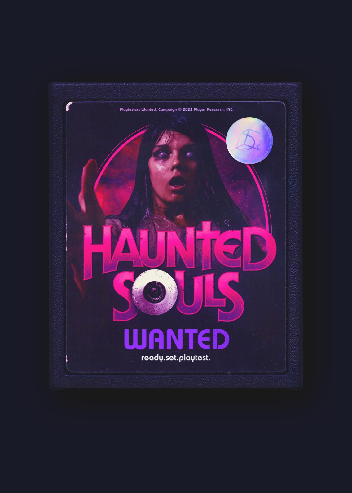 Haunted Souls Wanted visual on an old school cassette cartridge