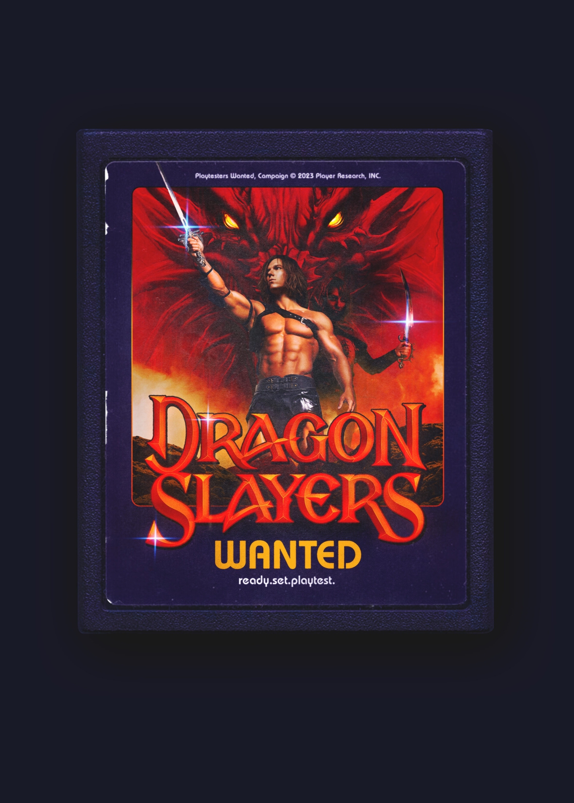 Dragon Slayers Wanted visual on an old school cassette cartridge